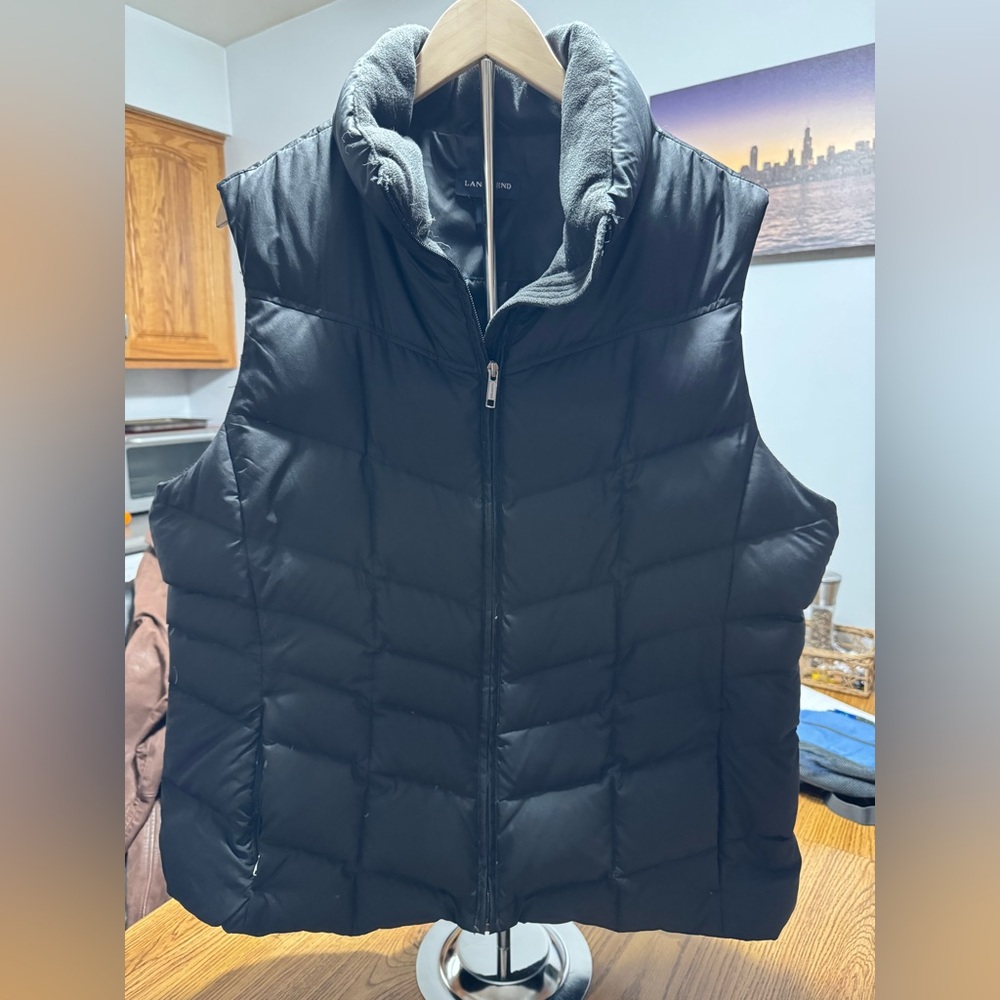 Lands' End Black Puffer Down Vest